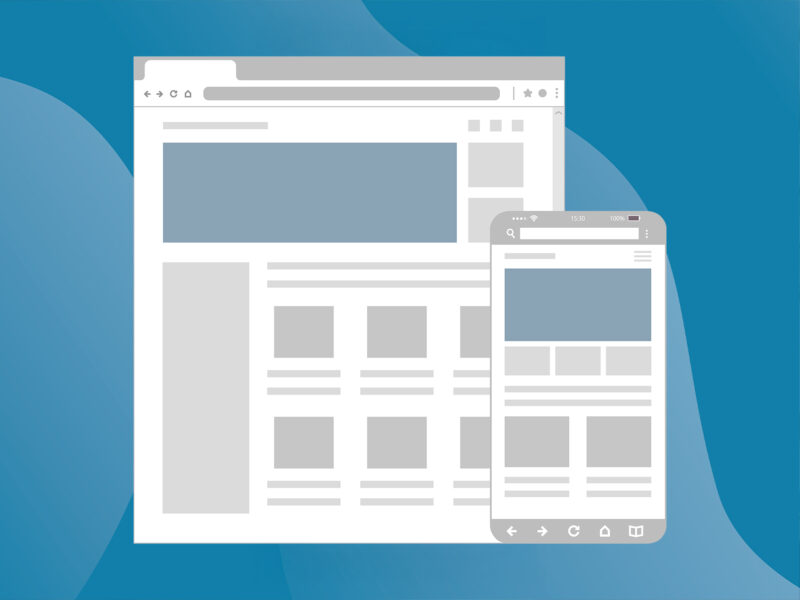 A mockup of a website on a desktop and phone